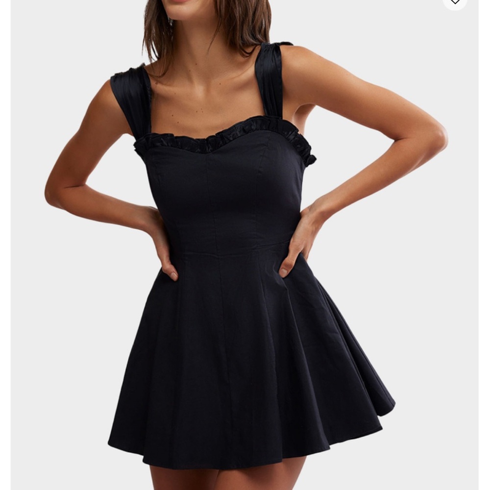 Free People Black Sleeveless Square Neck Mini Dress SALE❤️